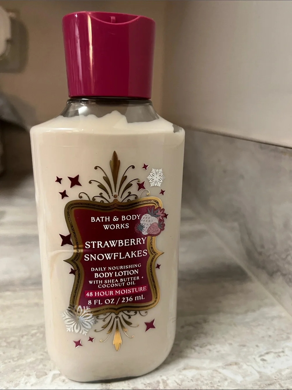 Bath & Body Works Strawberry Snowflakes Body Lotion - Pink & Gold Accents